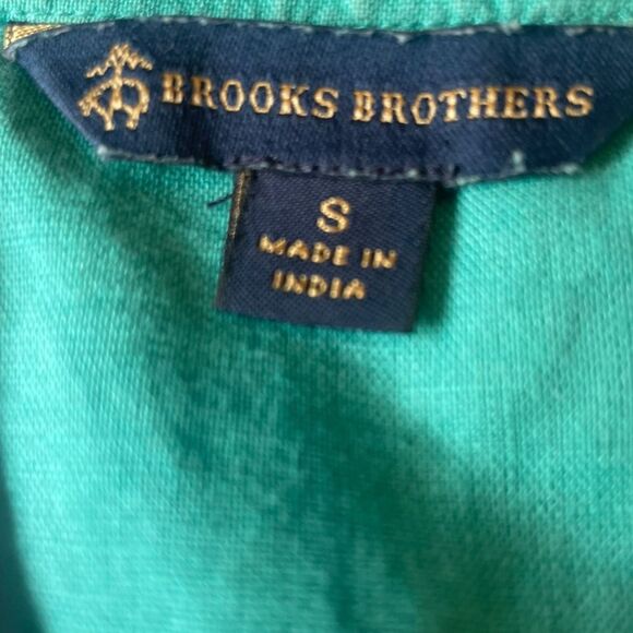 Brooks Brothers Linen Blend Tunic Top Teal And White Embroidery Womens Small - Picture 8 of 11